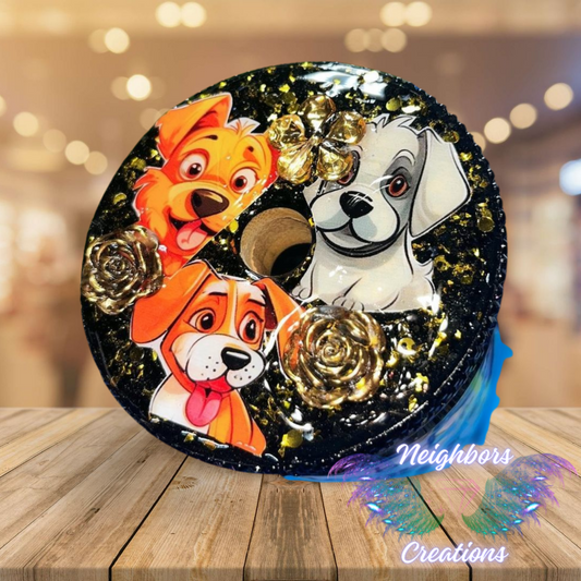 30 OZ Glass DBL INS Dog Lovers Cup With Bedazzled Lid