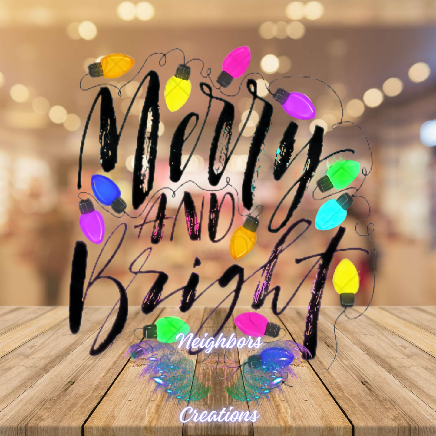 Merry N Bright Christmas UV DTF Decal