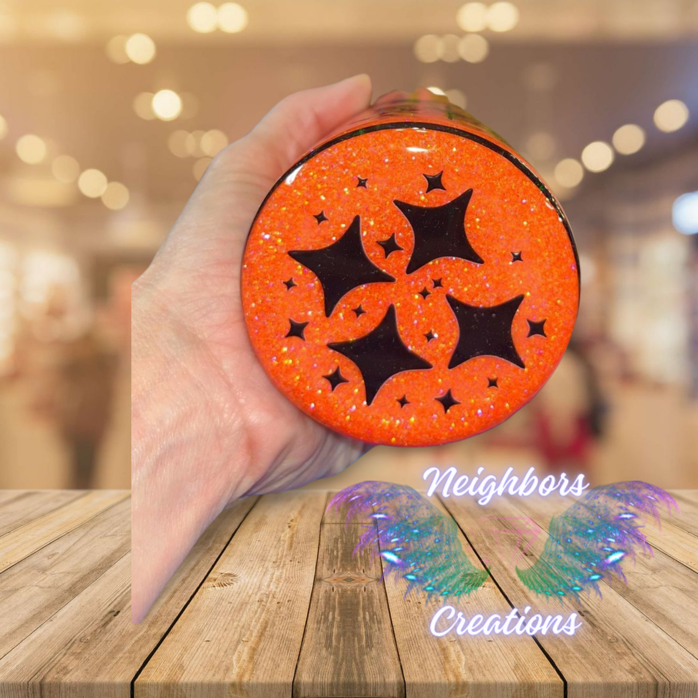 20 OZ Perfectly Wicked Orange N Black Glittered DBL INS Tumbler
