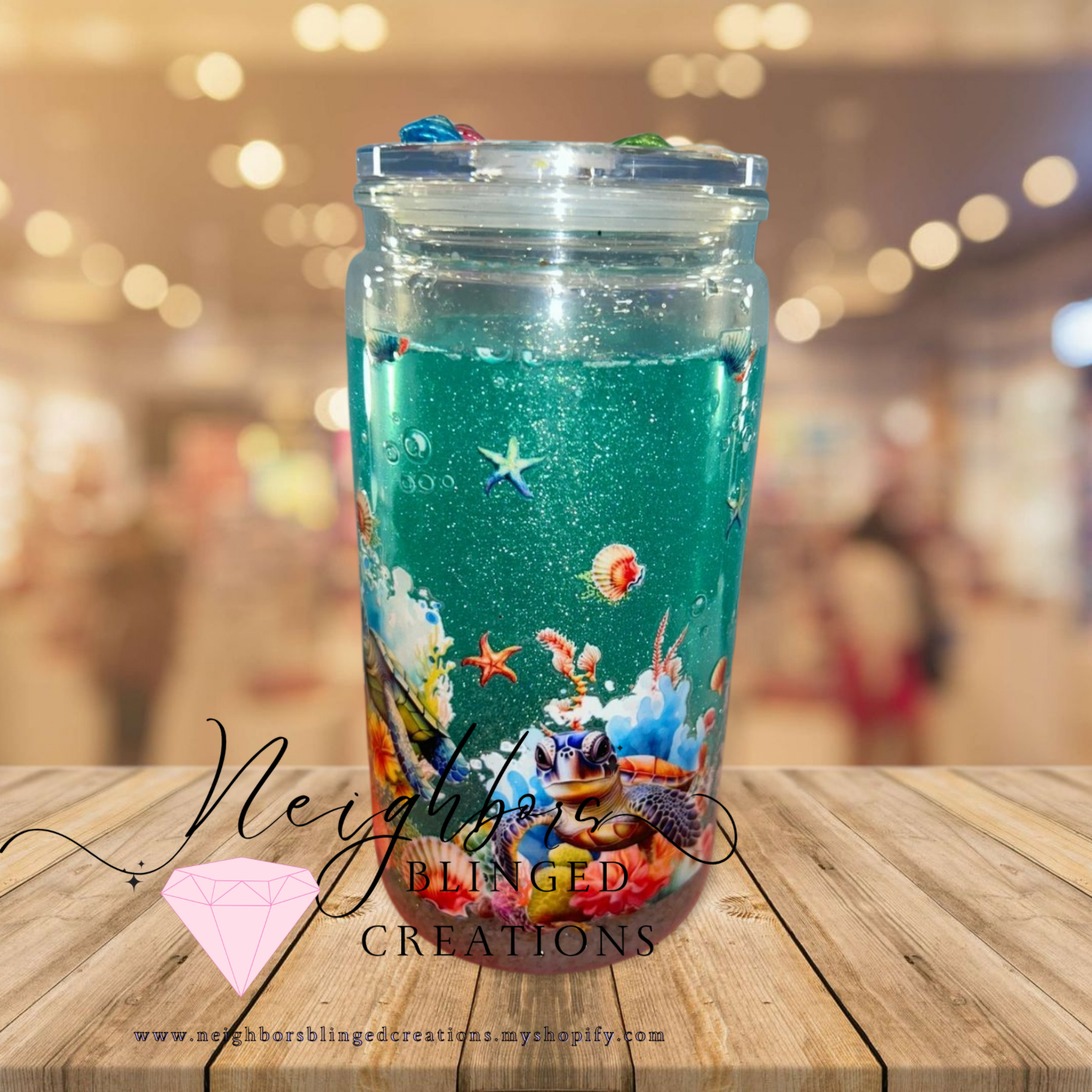15oz Snowglobe Ocean Acrylic CupW Custom elements