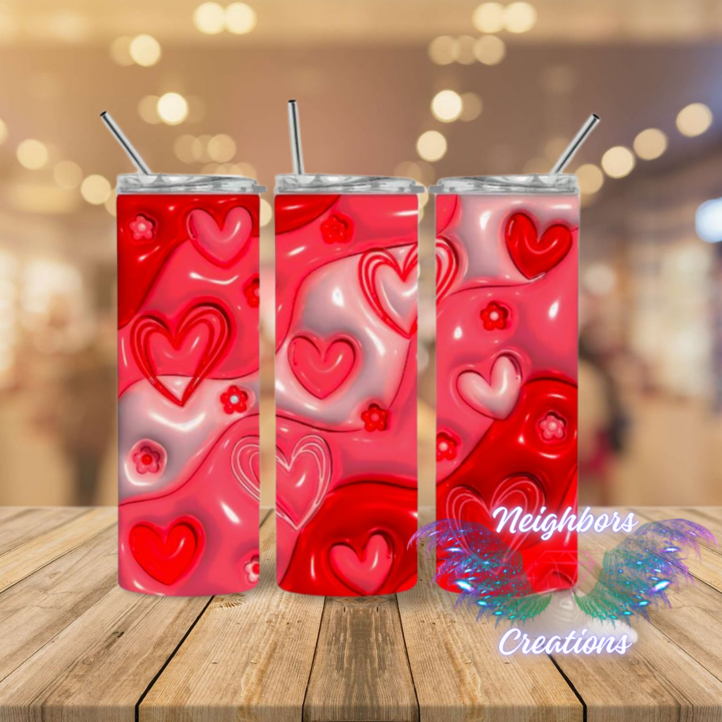 Valentines hearts Swirled Sub Tumblers