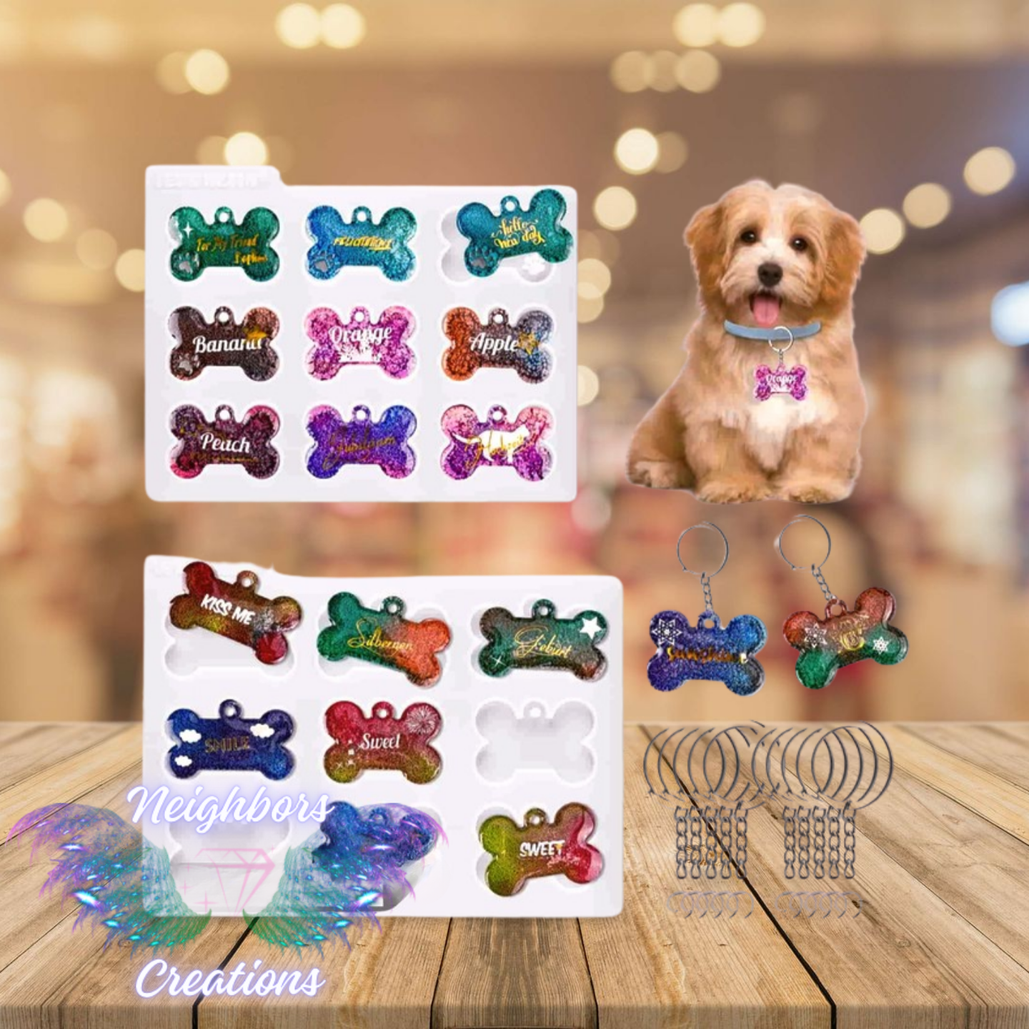Custom Made Dog Tag / Dog Keychain Resin Art - One Dog Tag/Keychain Per Custom Order - CUSTOM ORDERS ONLY