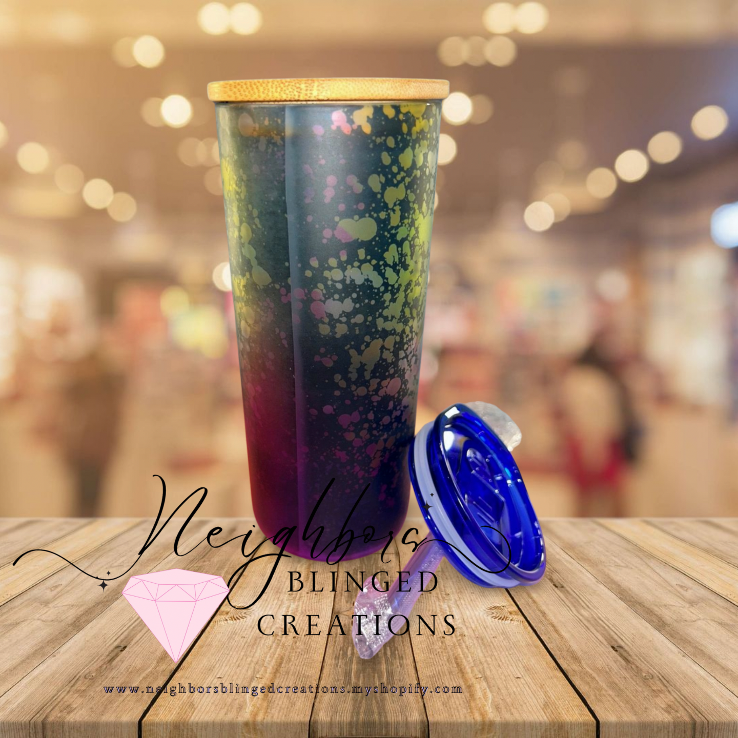 20oz Glass sunflower paint stained cup
