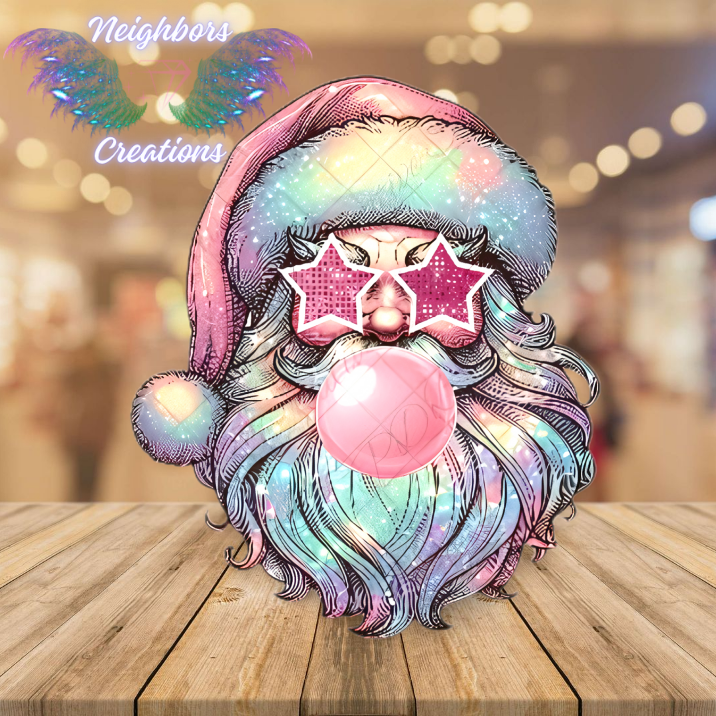 Pink Iridescent Star Sunglasses Santa Claus