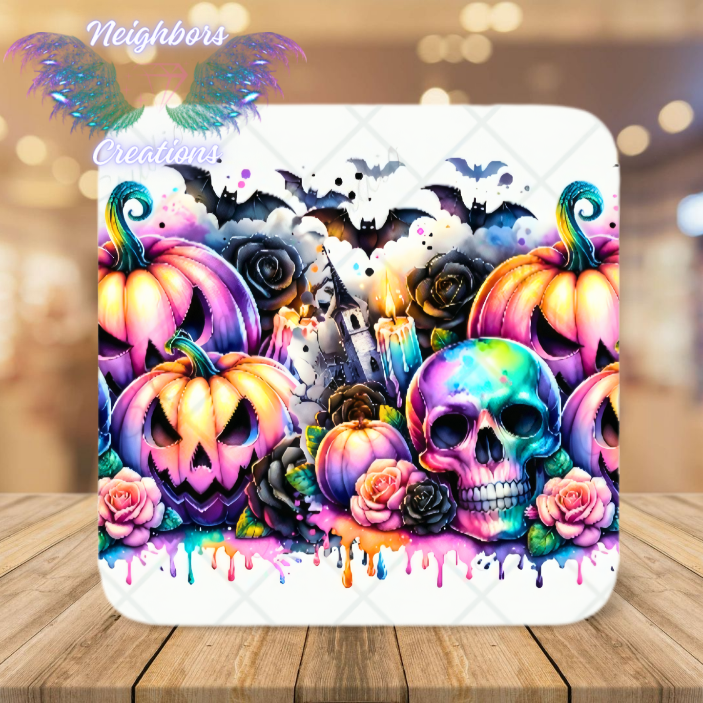 Spooky Splatter Skulls N Pumpkins UVDTF Wrap