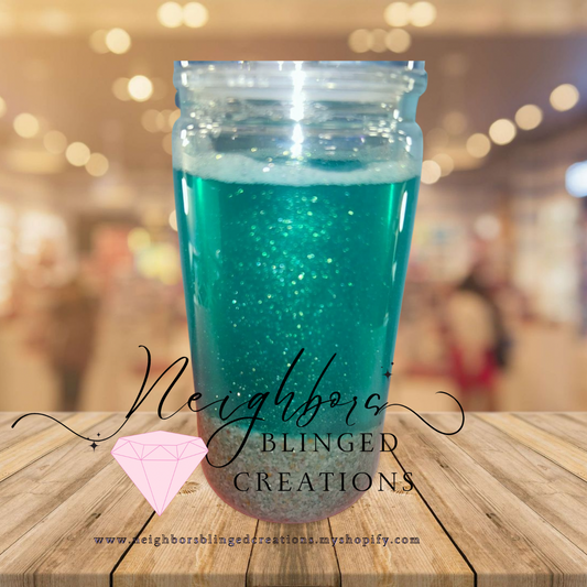 15oz Splash of Ocean Magic Snowglobe Cup W Custom lid