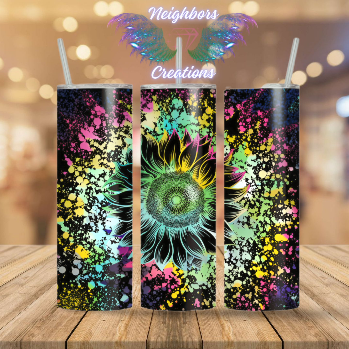 Color Burst Sunflower Sub Tumbler