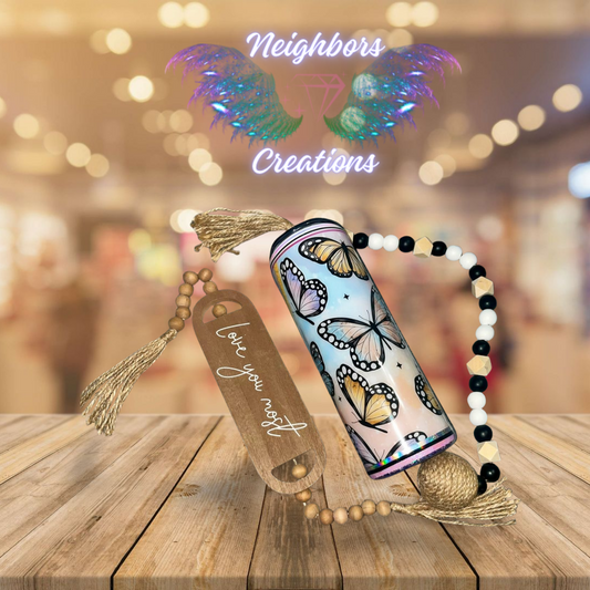 #22 - 20 OZ Glittered Butterfly Tumbler