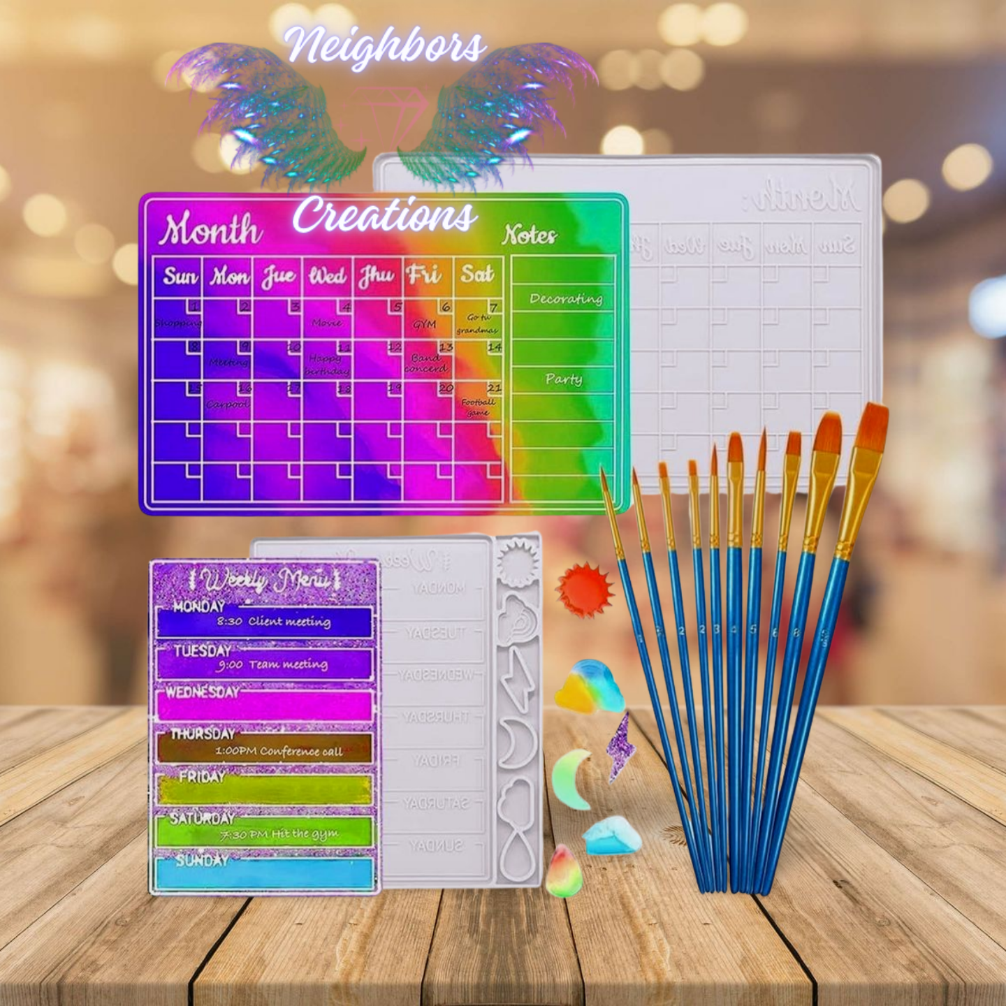 Monthly Calendar & Daily To Do List Resin Art - Custom Orders Only