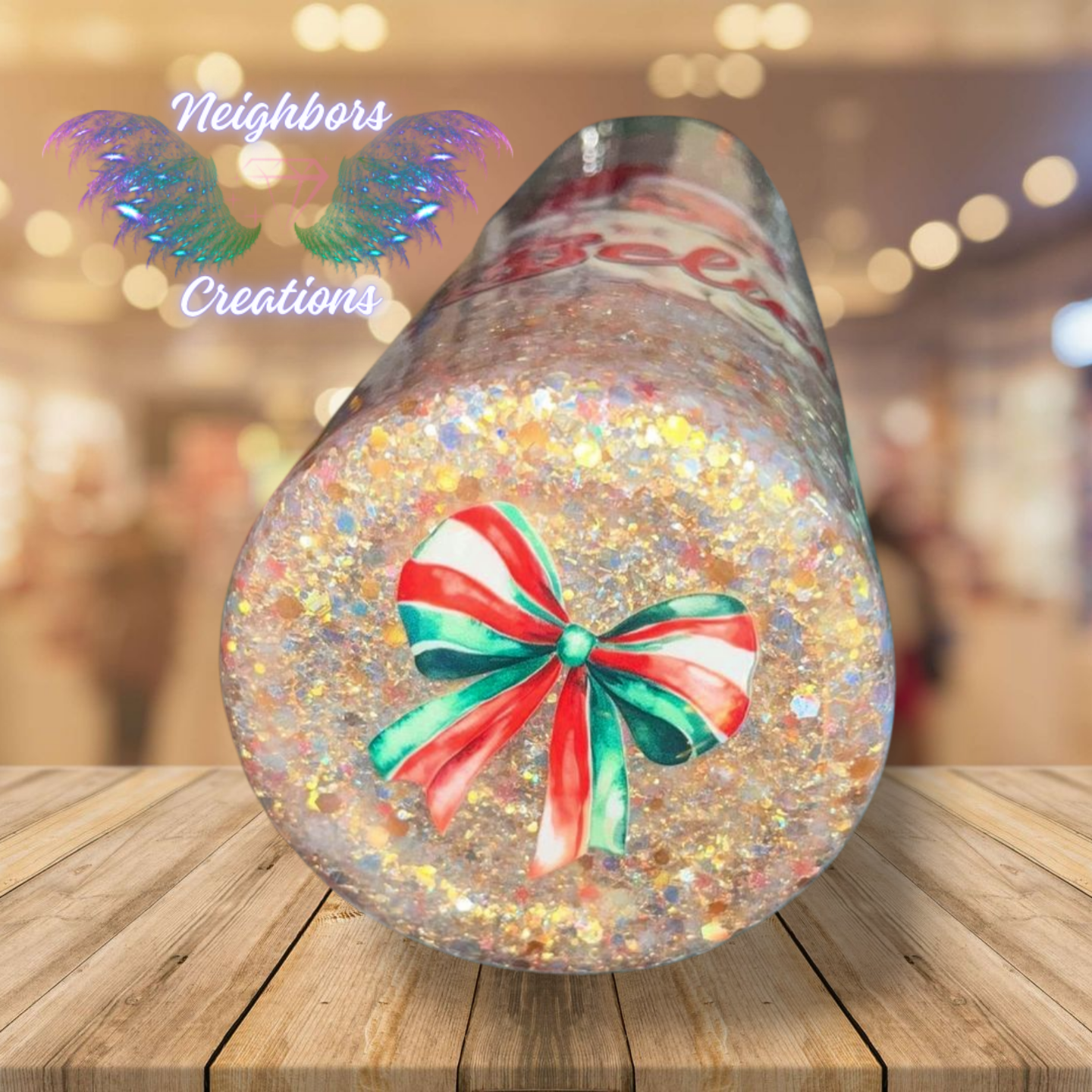 20 OZ Christmas Themed - V Split Glittered Santa Claus Tumbler