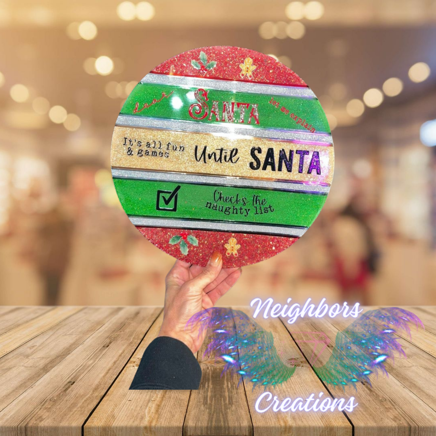 Christmas Door Hanger With Santa Claus Cute Saying