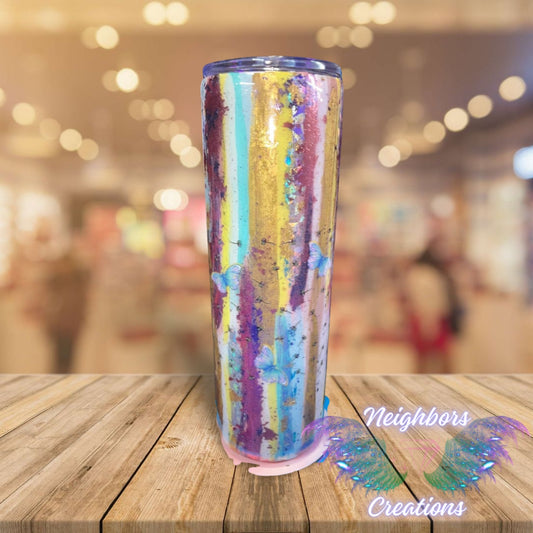 #14 - 20 OZ Patina Style Just Breathe Field of Flowers Tumbler