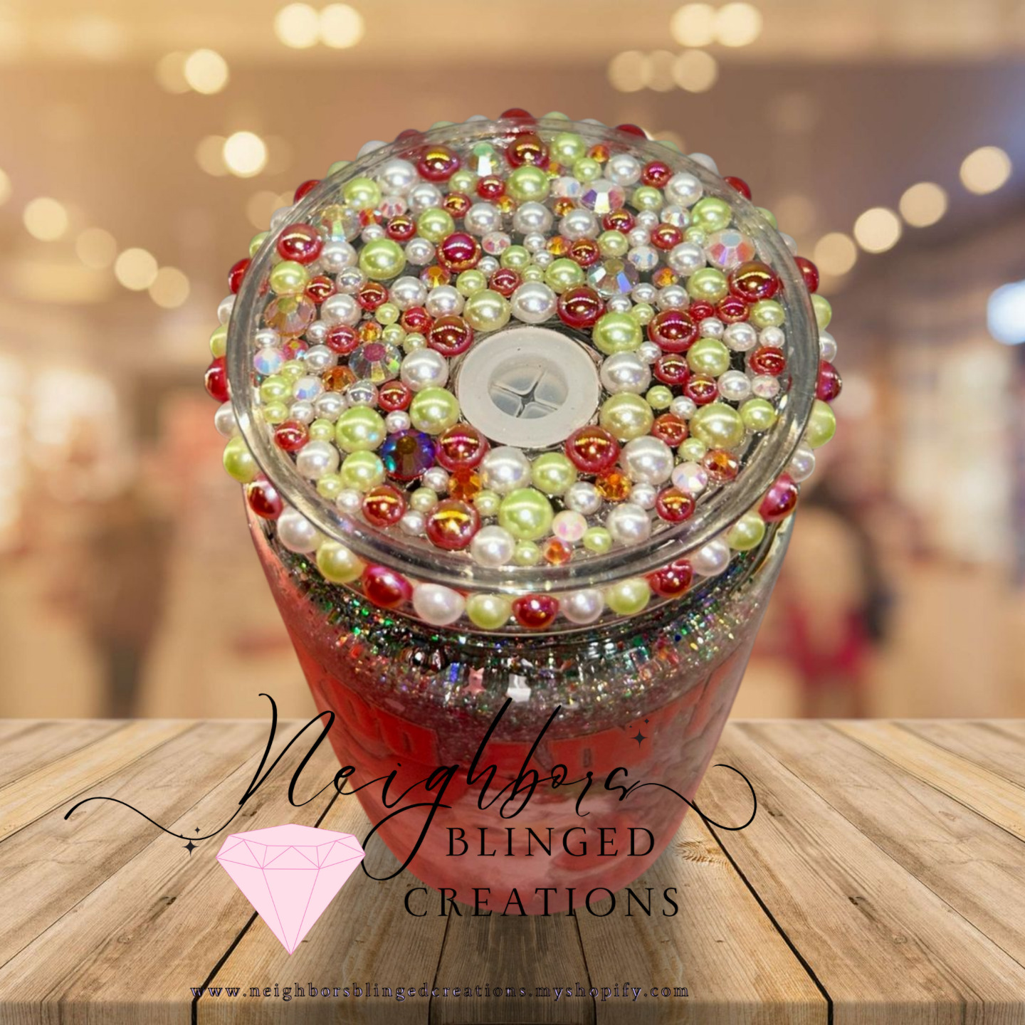 20oz Acrylic Snowglobe - Santa “You ain’t getting shit Cup W custom pearled lid