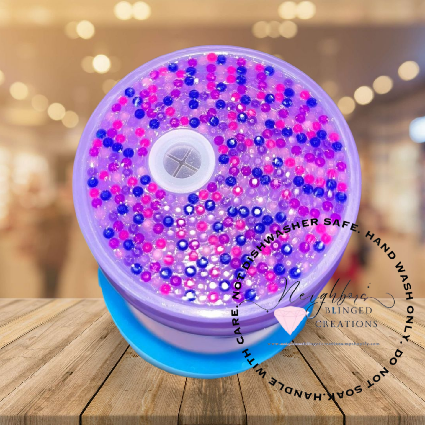 #7 - 16Oz Glossy Purple Class Cup With Bedazzled Lid