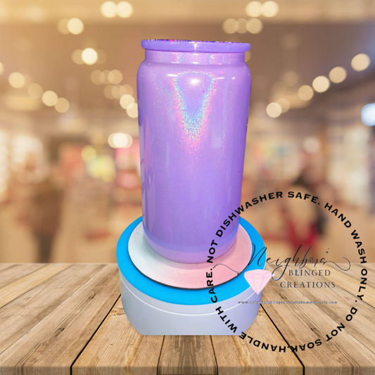 #7 - 16Oz Glossy Purple Class Cup With Bedazzled Lid