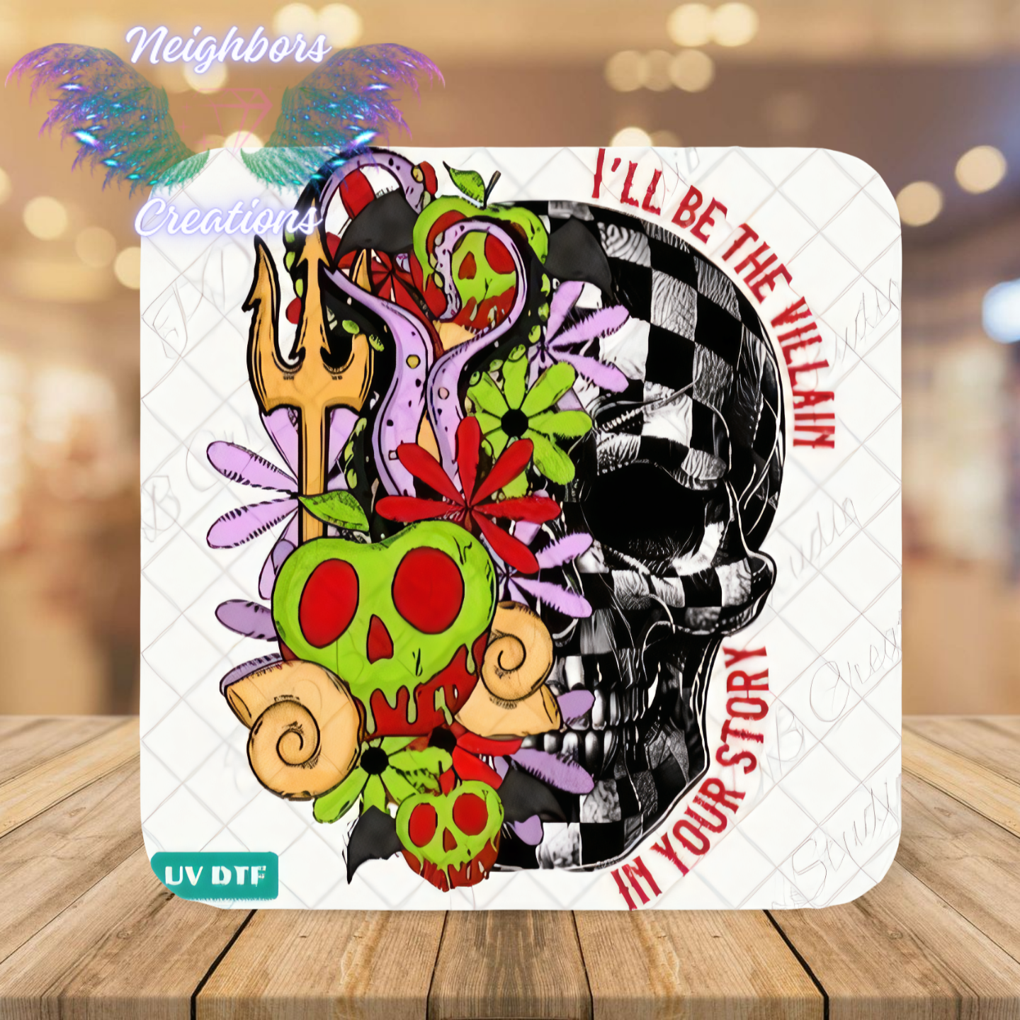I’LL BE THE VILLAN IN YOUR STORY SKULL W CANDY APPLE