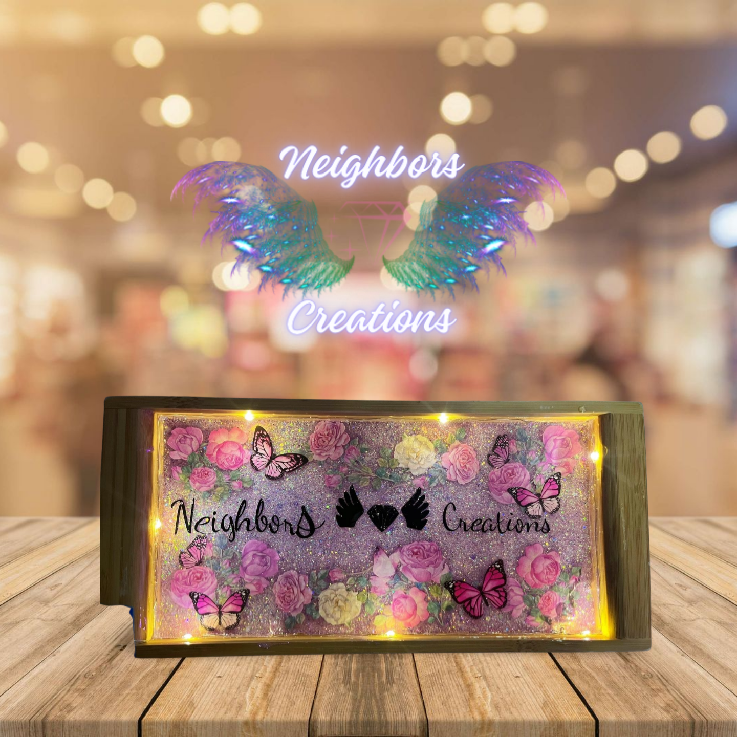 LightUp Logo Wooden Diy Desk Sign