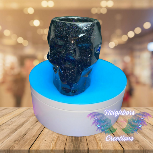 Resin With Black Gems Skull Mini Cup / Jar W no Lid
