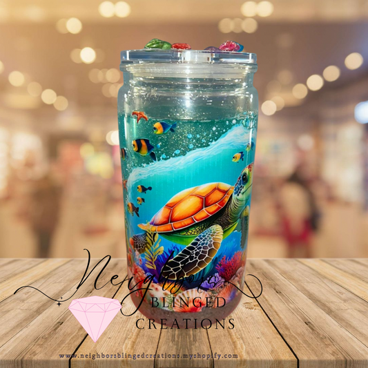 15oz Snowglobe Ocean Acrylic CupW Custom elements
