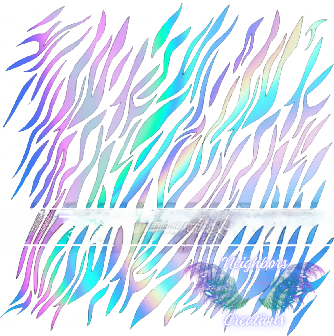 Rainbow Iridescent, zebra print boutique vinyl