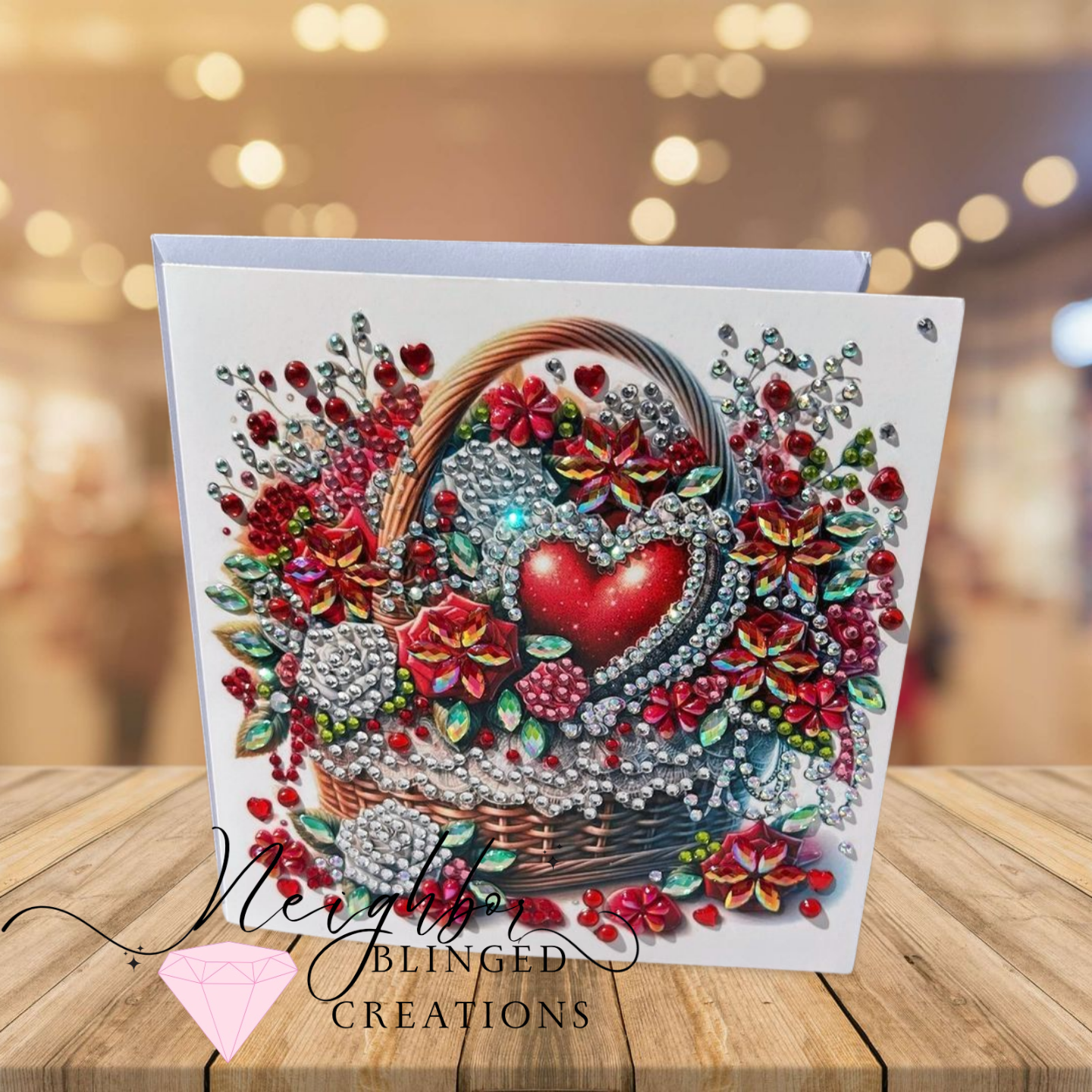 Valentines Day Diamond Painting greeting card - Basket of Love
