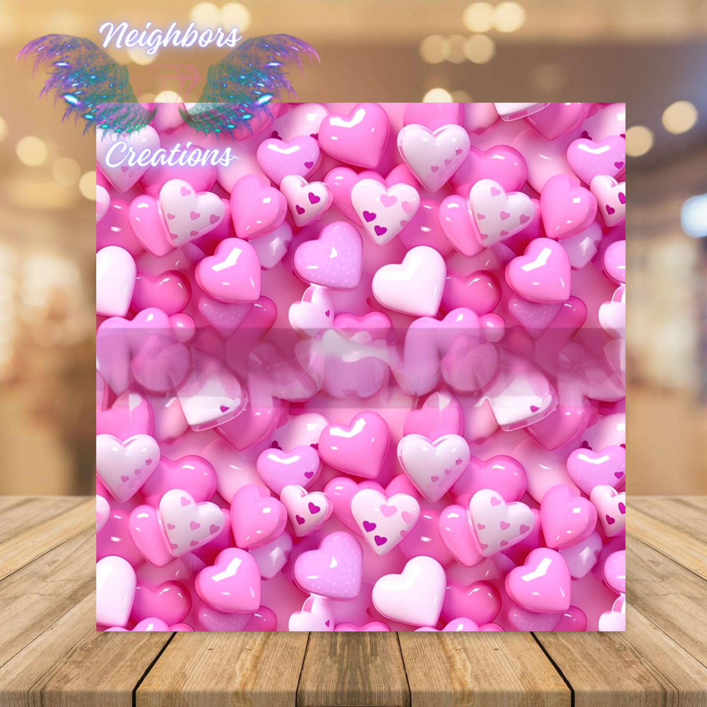 Pink N White Hearts Themed Boutique Vinyl