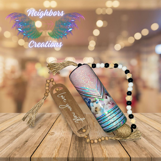 #24 - 20 OZ Floral V Split Glittered Tumbler