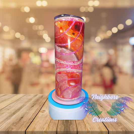 #18 - 20 OZ Horizontal Wavey Wave Glittered Tumbler