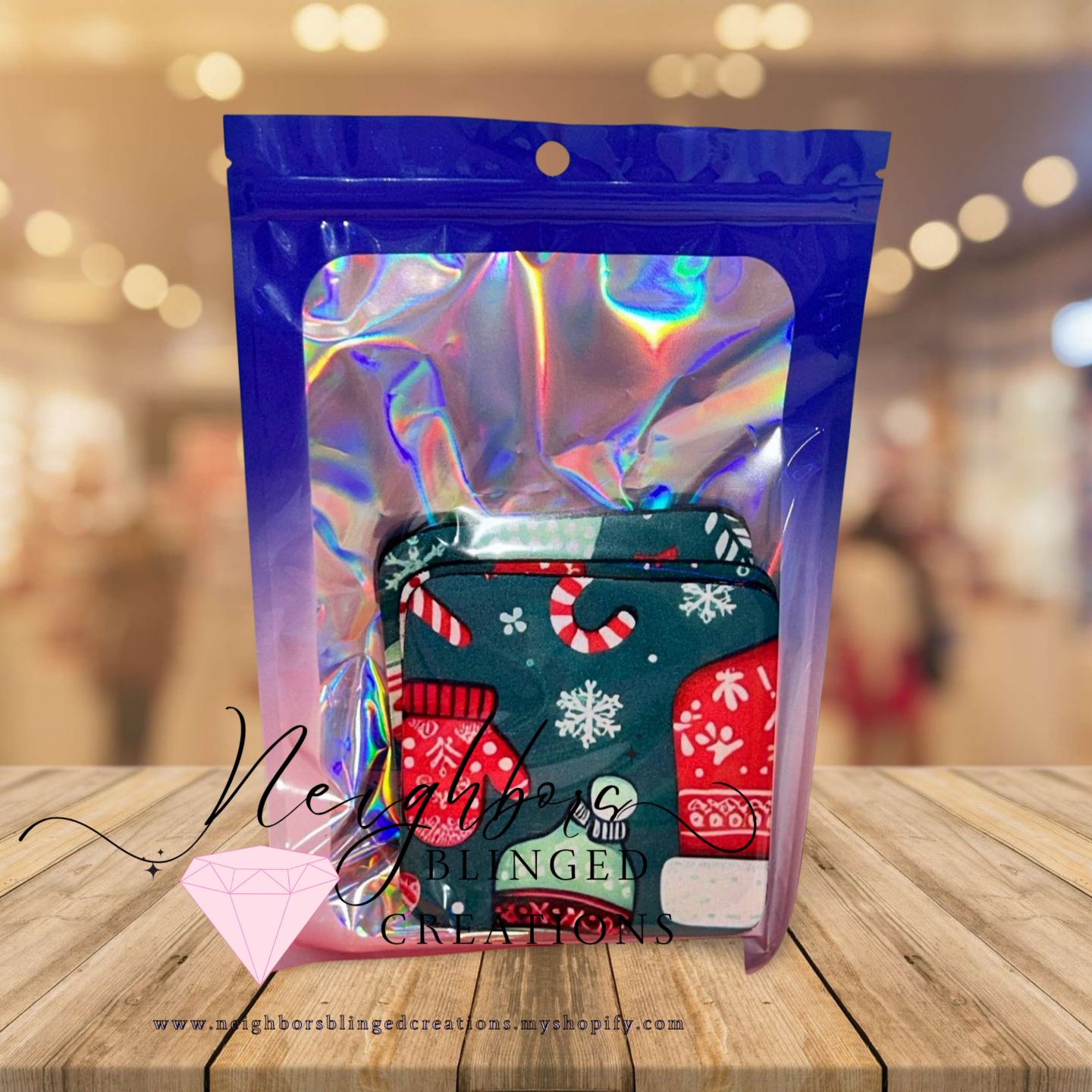 Drink coasters set of 4 - Christmas themed print