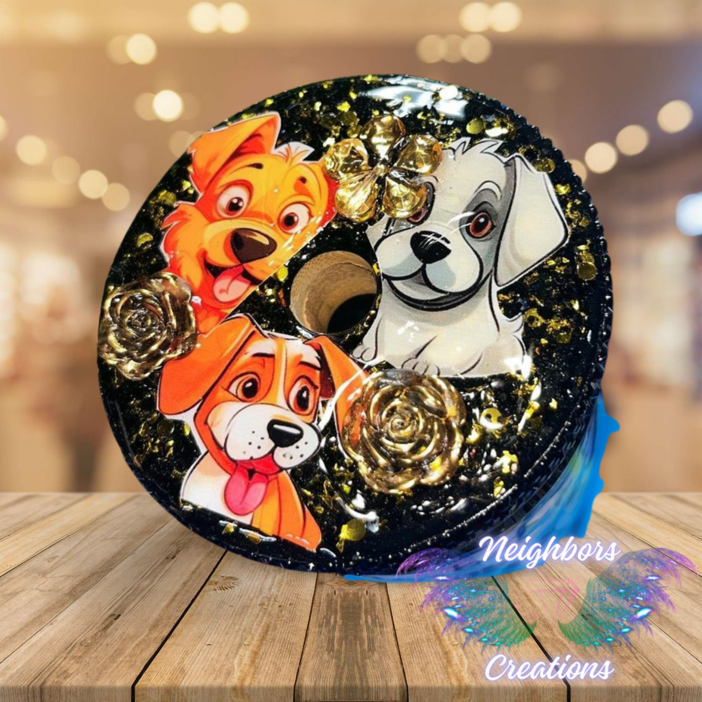 30 OZ Glass DBL INS Dog Lovers Cup With Bedazzled Lid