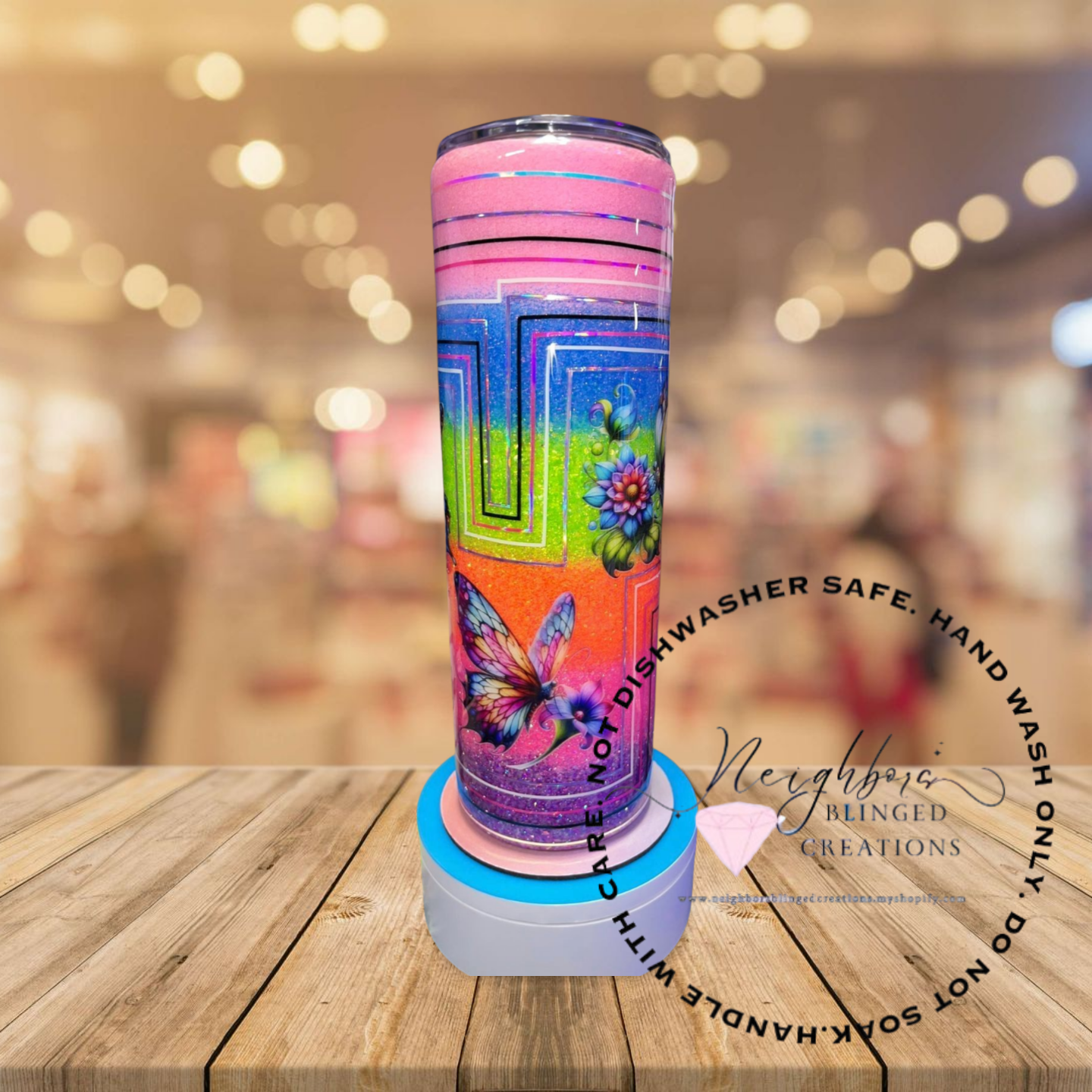 #9 - 30 ounce stainless steel double installed hog six colored ombre, butterfly, custom pin-strip, retro design