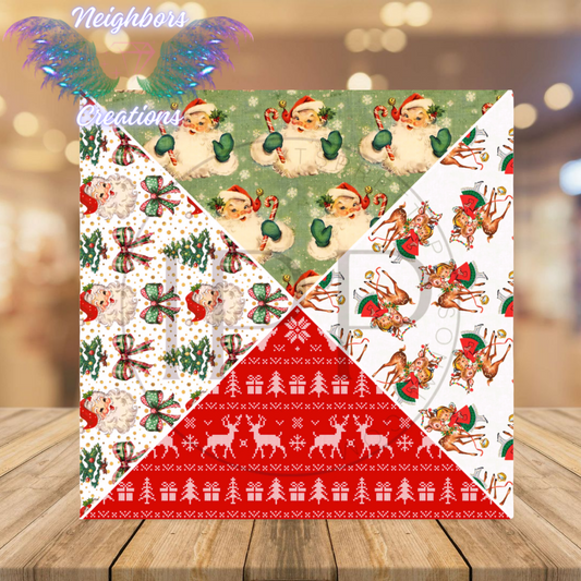 4 Split Christmas Plaid Themed Boutique Vinyl
