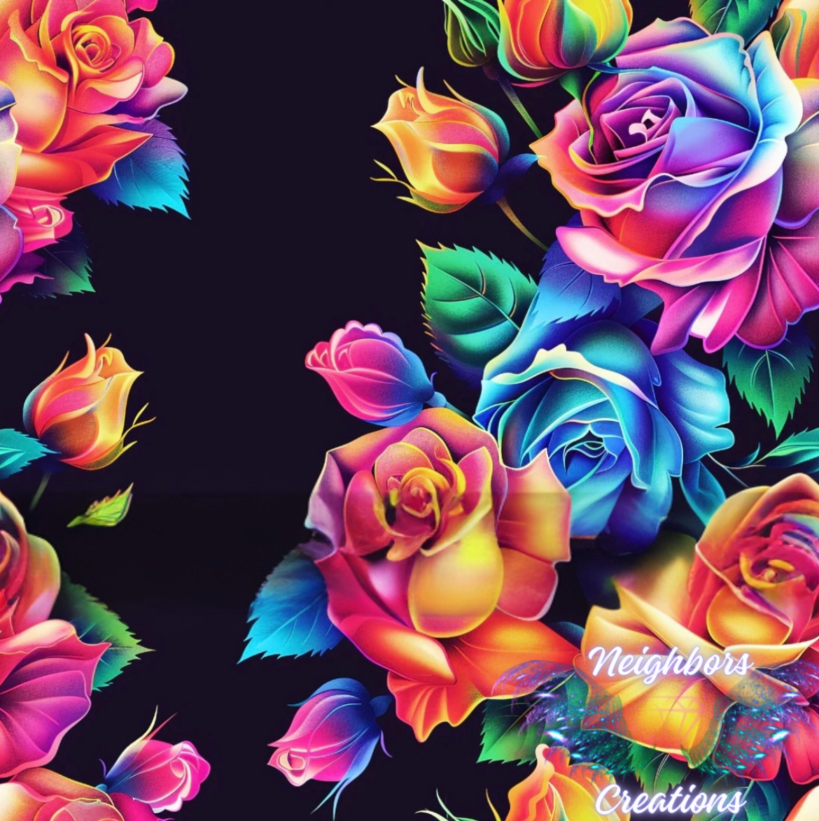 Neon Color-bust Roses Boutique Vinyl
