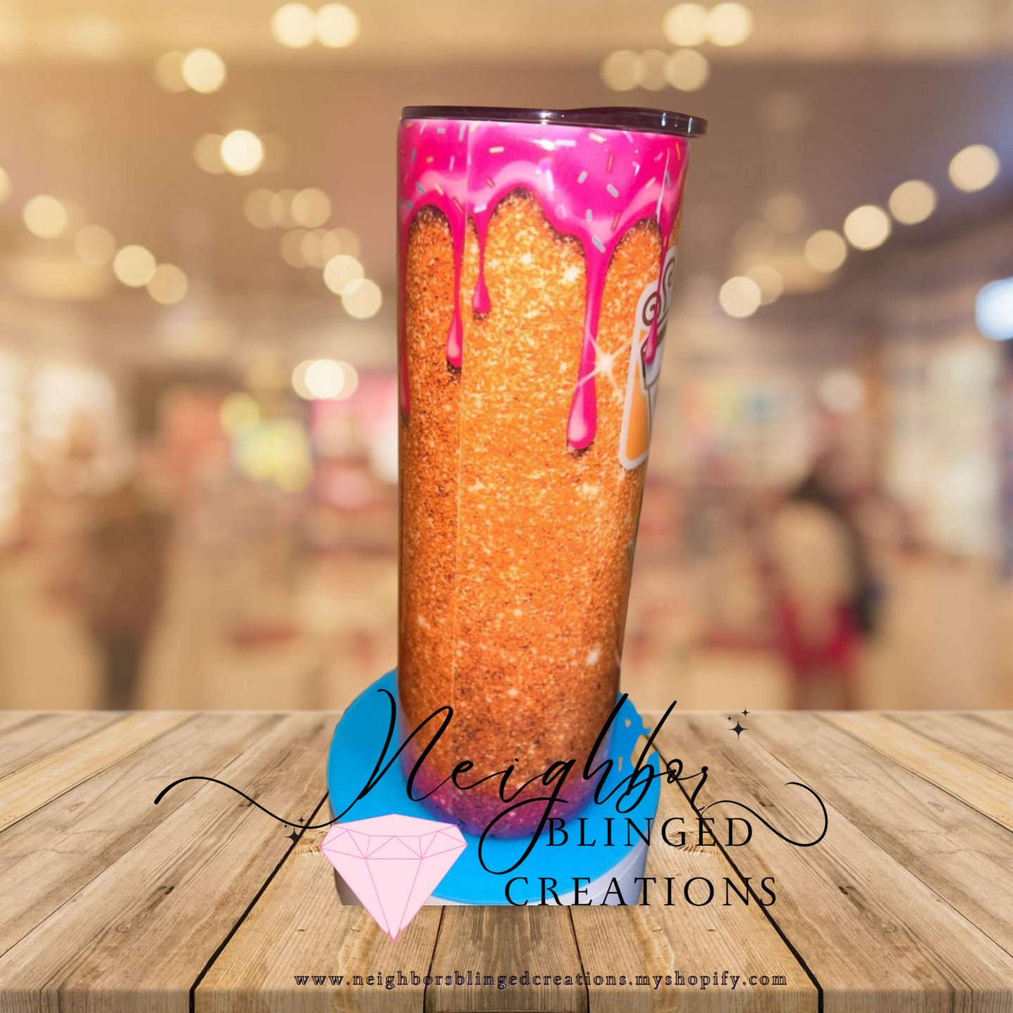 Handcrafted 20 ounce stainless steel glitter pattern drip with sprinkles Tumblr
