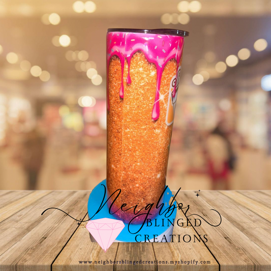 Handcrafted 20 ounce stainless steel glitter pattern drip with sprinkles Tumblr