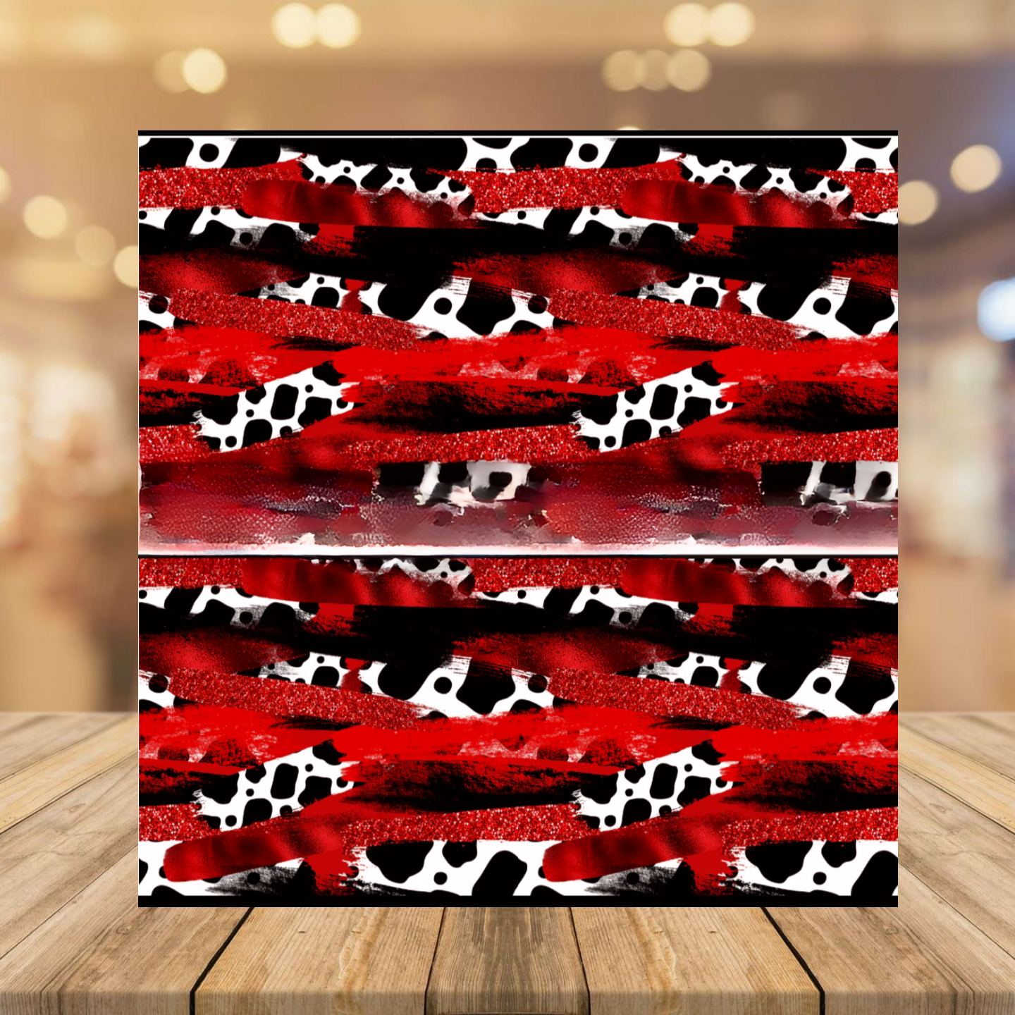 Black White & Red Cow print With Red Blood Boutique Vinyl