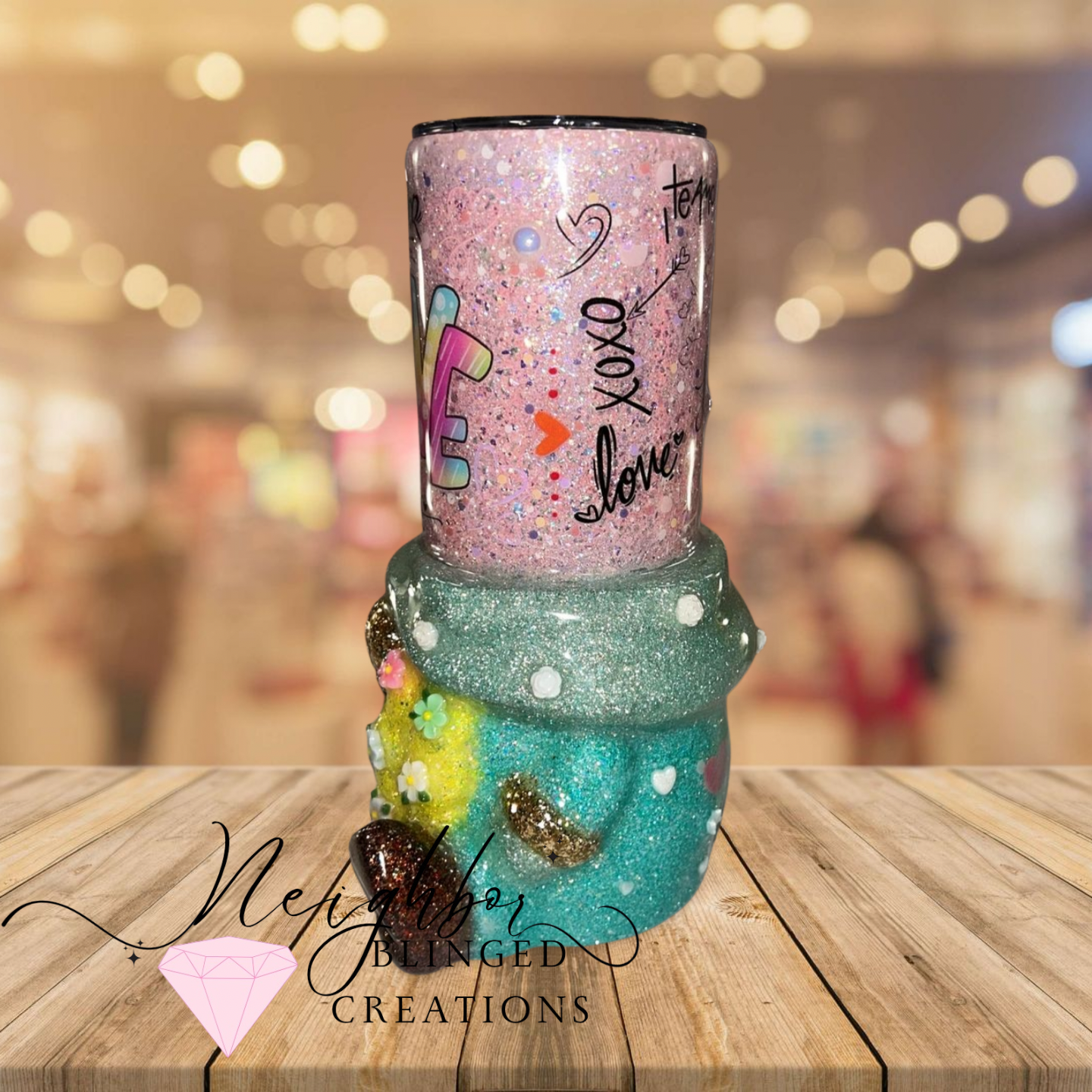 20oz Stainless Steel DBL Insulated Gnome Sleeve Tumbler - with special flowers & all we need is love edition tumbler