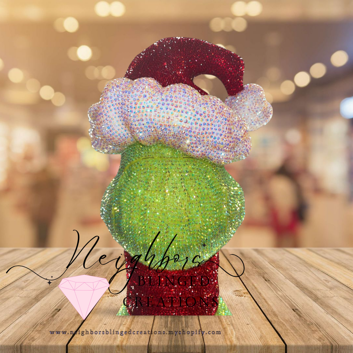 Hand bedazzled fully functional Grinch Sipper Cup