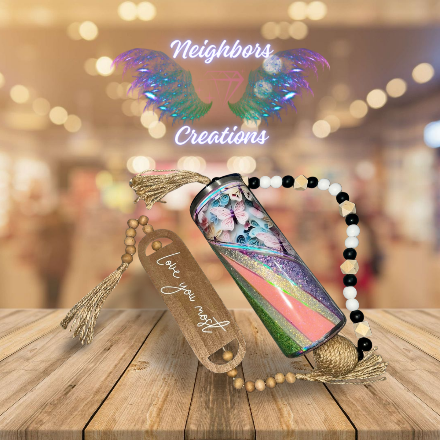 #23 - 20 0Z V SPLIT - Triangled Glittered Floral Tumbler
