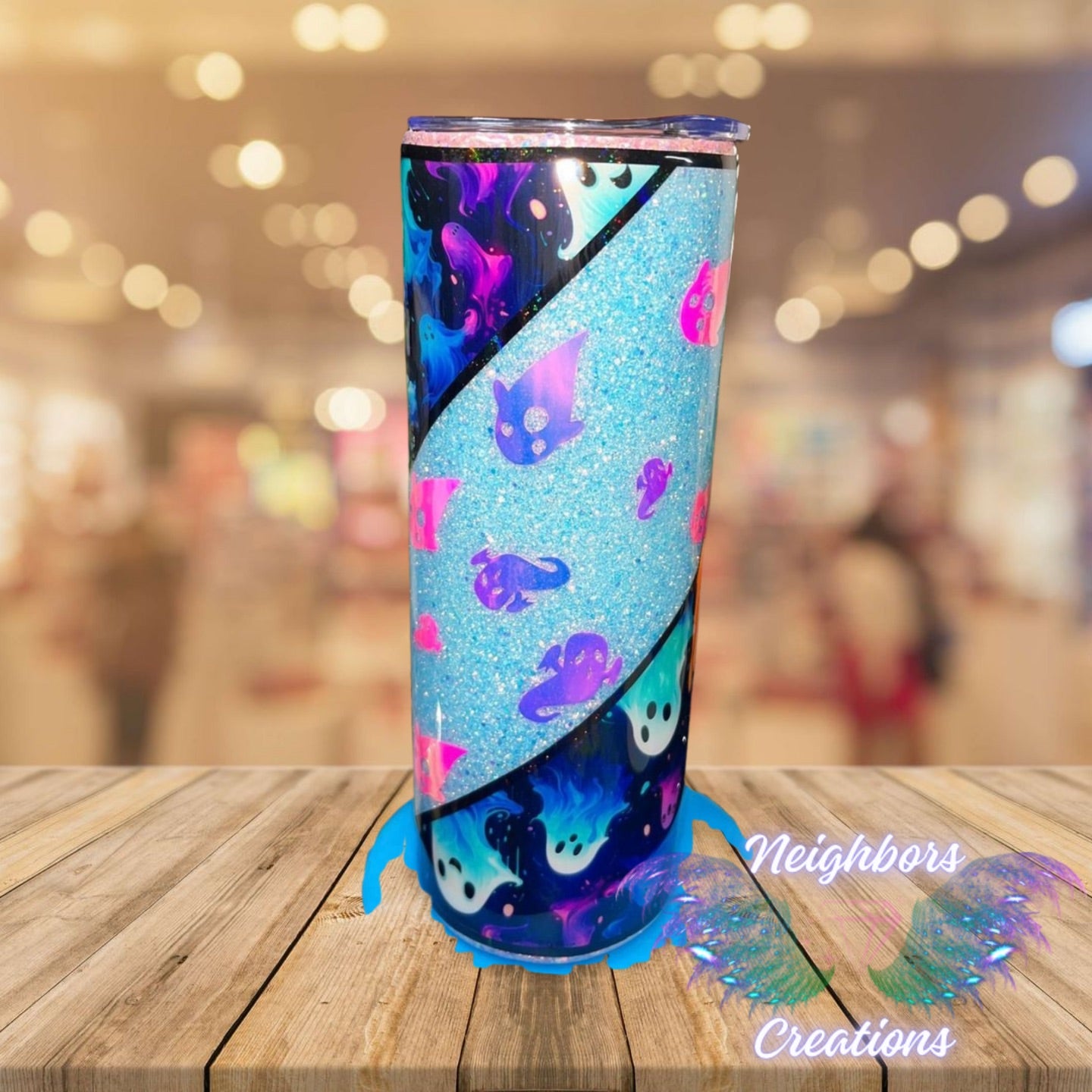 20 OZ Ghost Glittered V Split Glow N The Dark Tumbler