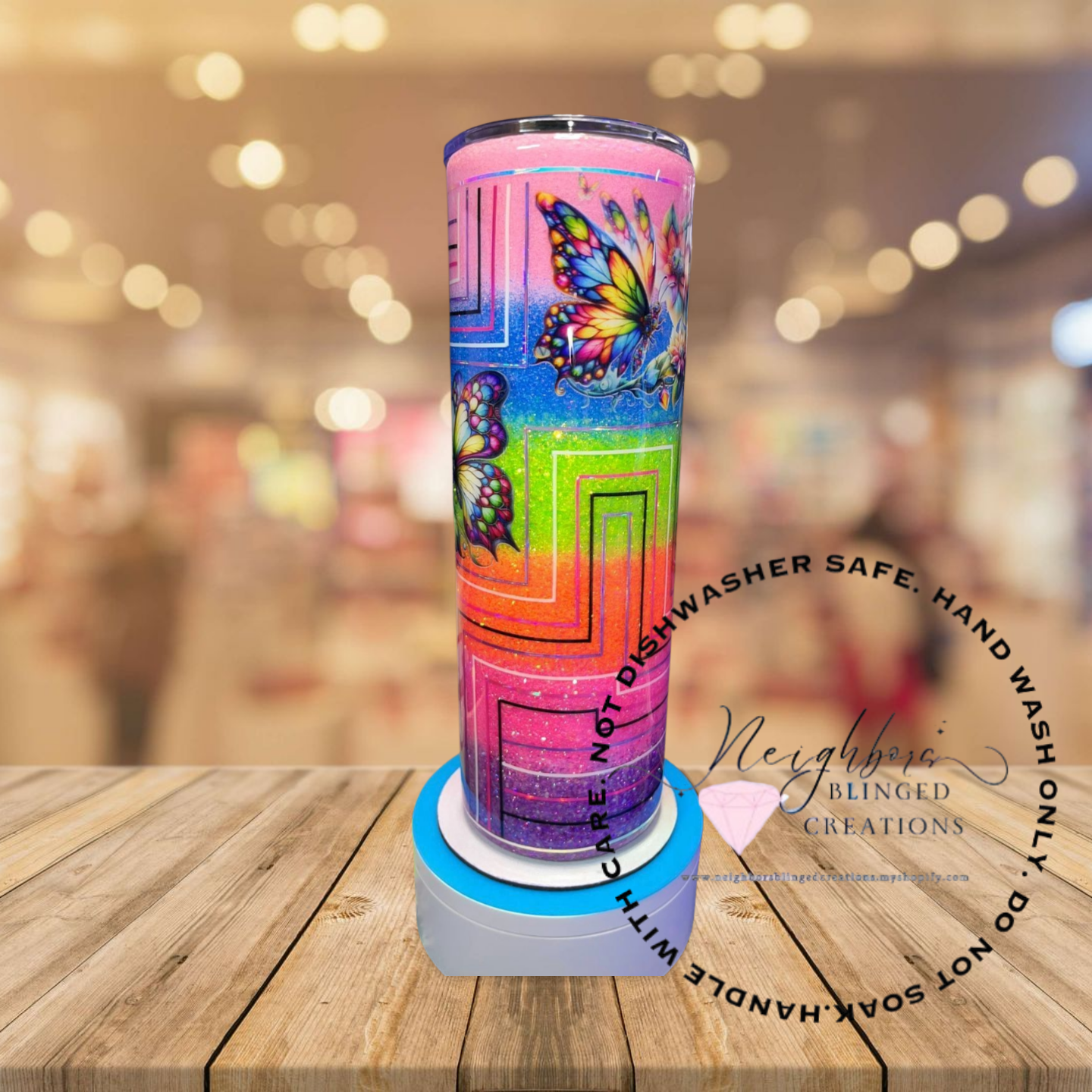 #9 - 30 ounce stainless steel double installed hog six colored ombre, butterfly, custom pin-strip, retro design