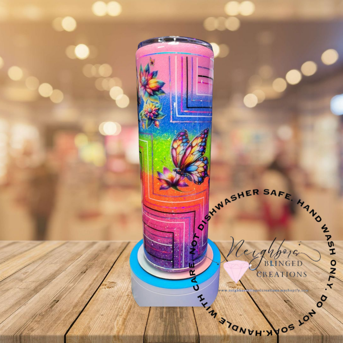 #9 - 30 ounce stainless steel double installed hog six colored ombre, butterfly, custom pin-strip, retro design