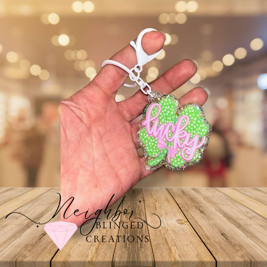 Handmade Lucky 4Leaf Clover Acrylic keychain