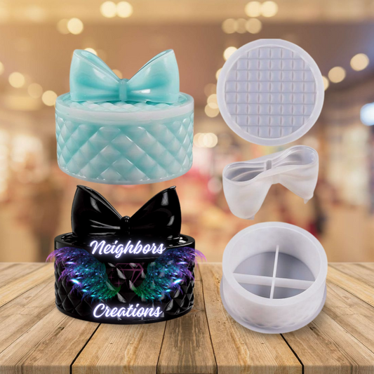 Beaded Textured Jewelry with Bow Lid - CUSTOM ORDERS ONLY
