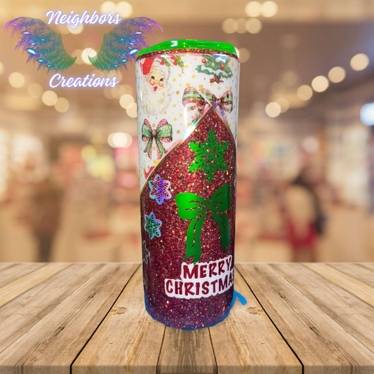 20 OZ DBL INS - Merry Christmas Tumbler With Bows