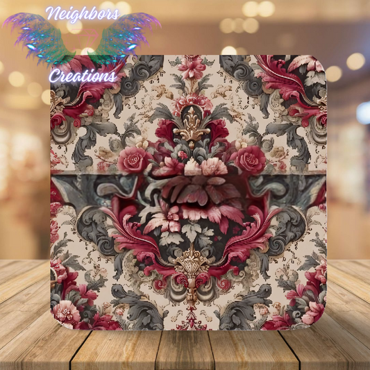 Green Tan & Red Floral Design Boutique Vinyl