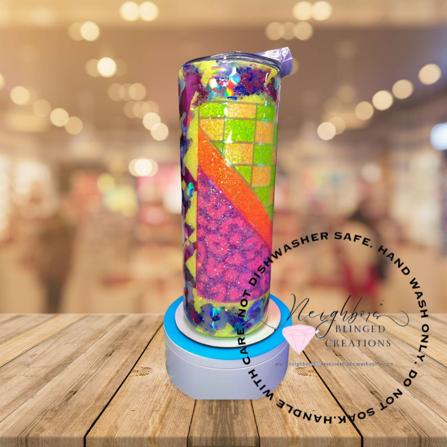 #2 - 20 ounce stainless steel double insulated checkered, leopard V split template neon glitter Tumblr