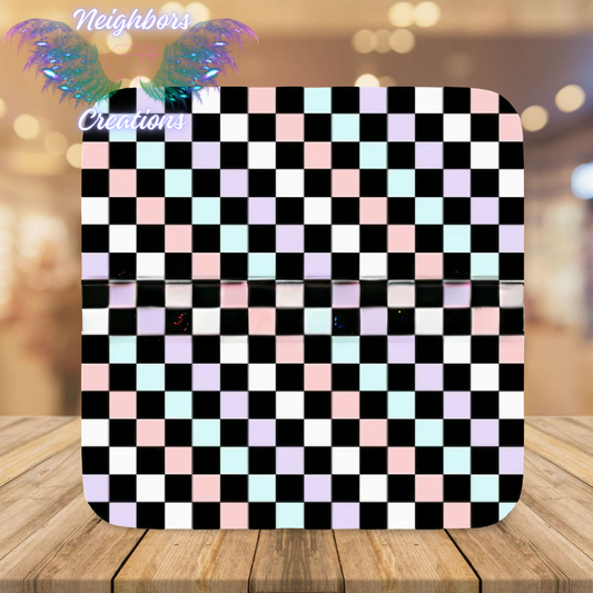 Checkered Black Pink Teal & Purple Boutique Vinyl