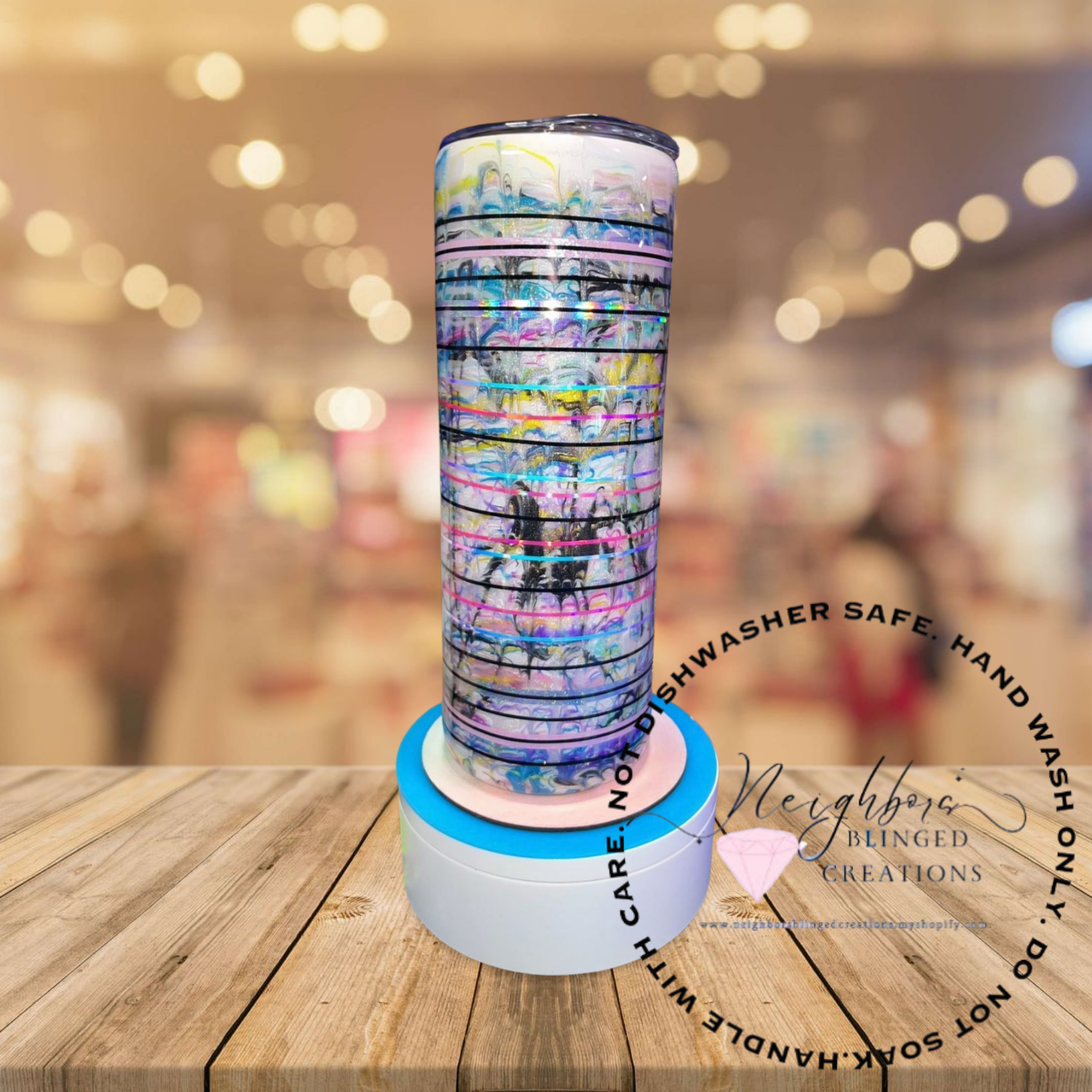 #1 - 20Oz Custom neon pigment swirl tumbler sarcastic saying