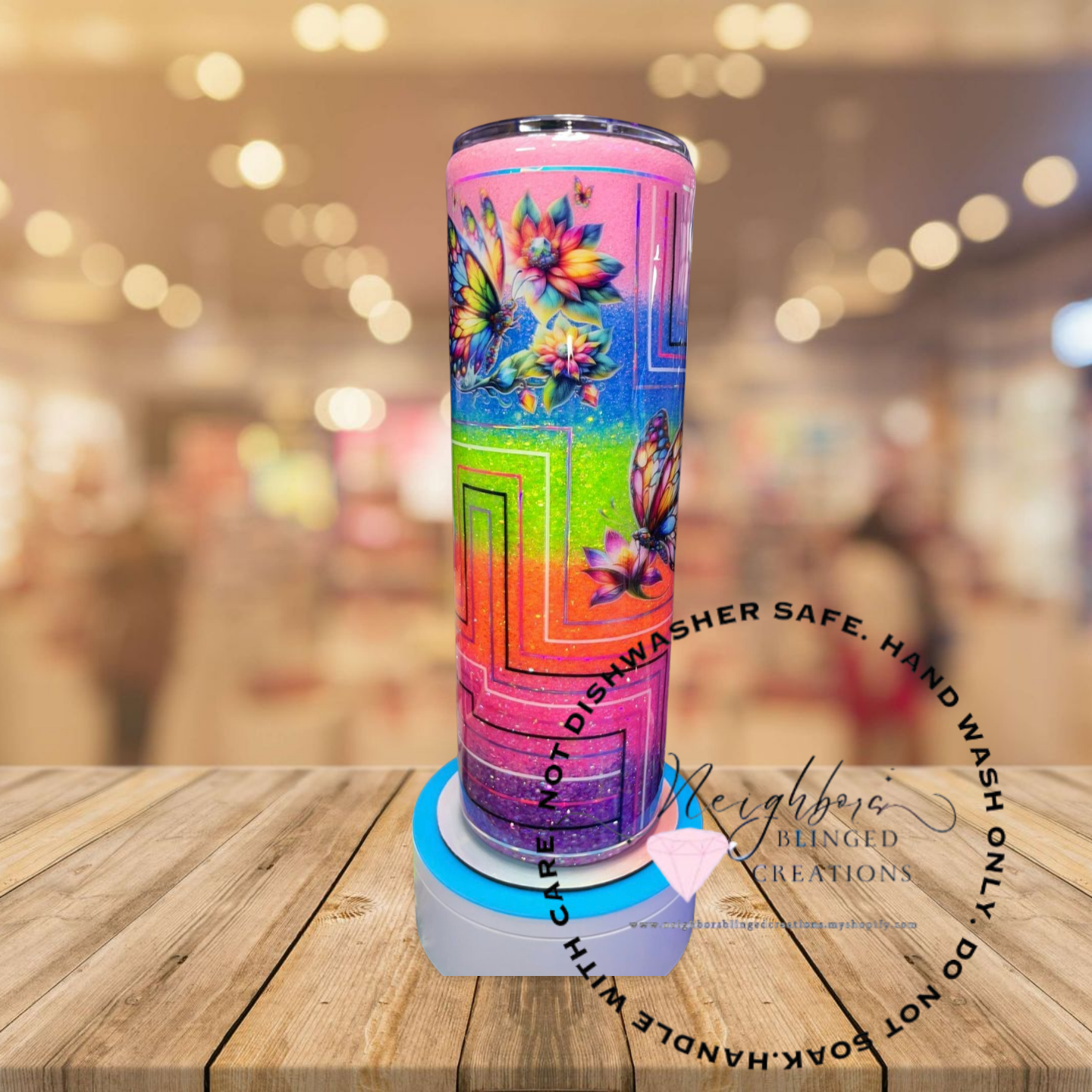 #9 - 30 ounce stainless steel double installed hog six colored ombre, butterfly, custom pin-strip, retro design